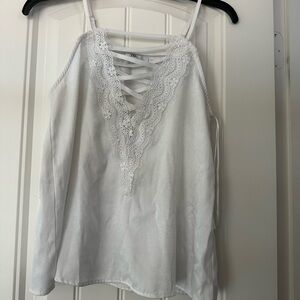 White Lace Trim Women's Top